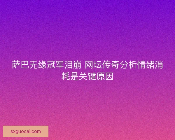 萨巴无缘冠军泪崩 网坛传奇分析情绪消耗是关键原因